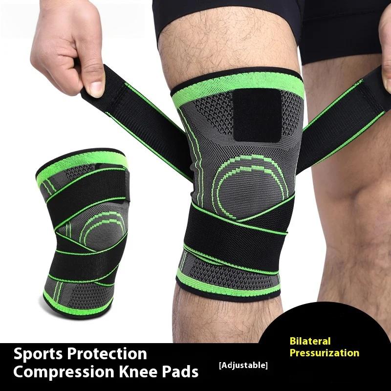 Compression strap wrapped knee pads for basketball, running, fitness, cycling, knitted sports, compression and breathability