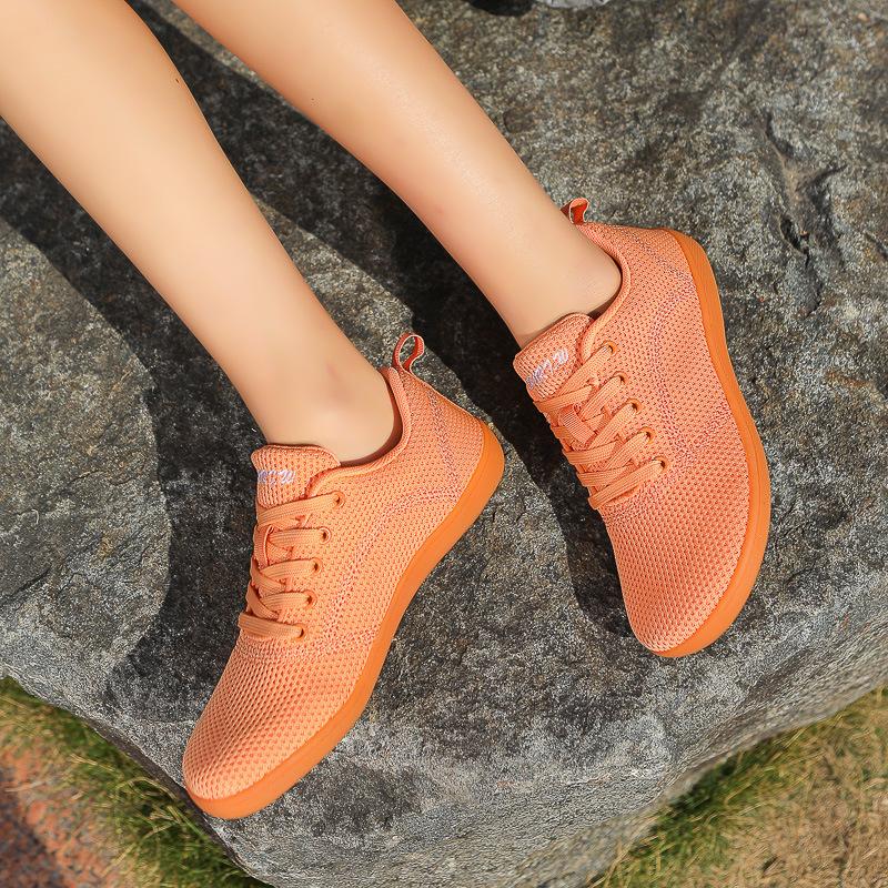 

Новая обувь с широким носком, обувь для босиком, мужская и женская обувь с летящей тканой поверхностью, повседневная обувь на мягкой широкой подошве, обувь для ходьбы 46 оранжевый