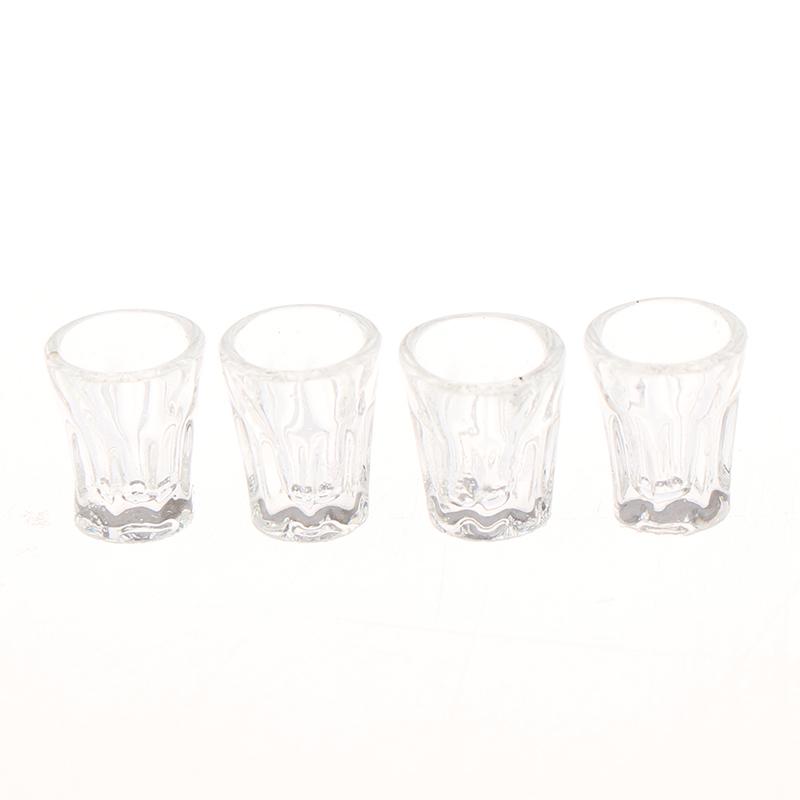 4Pcs/Set Dollhouse Miniature Accessories Mini Resin Transparent Cup Simulation Model