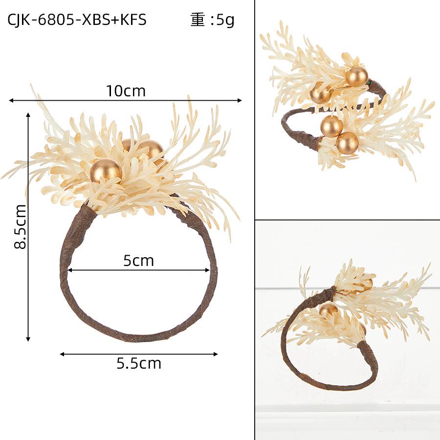 10pc Christmas Napkin Rings Red Pine Needle Wreath Napkins Plastic Buckle Hand Woven Napkin Loop Cloth Loop New Year Table Decor