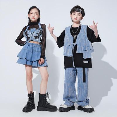 Girls' Japanese Street Dance Jazz Costume - Children's Hip-Hop Performance Outfit
