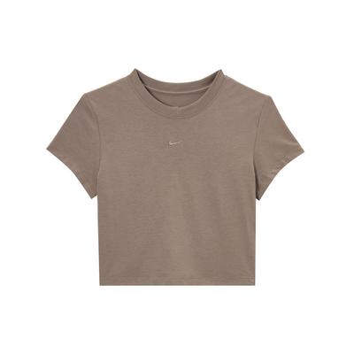 Ropa Deportiva AS W NSW NK CHLL KNT CRP Chill Knit Moda Transpirable Manga Corta Regular Camiseta Tops Mujer Marrón HF9539233