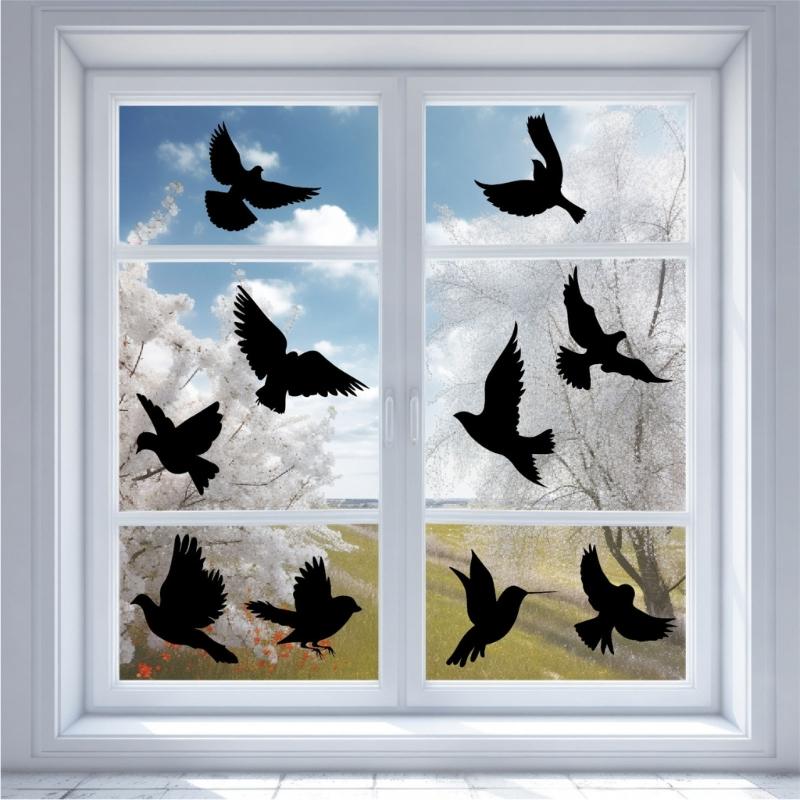 16 Stück PVC Kollisionsschutz Fensteraufkleber DIY Glastür Aufkleber Statische Fensterfolien für Zuhause Büro Badezimmer Küche