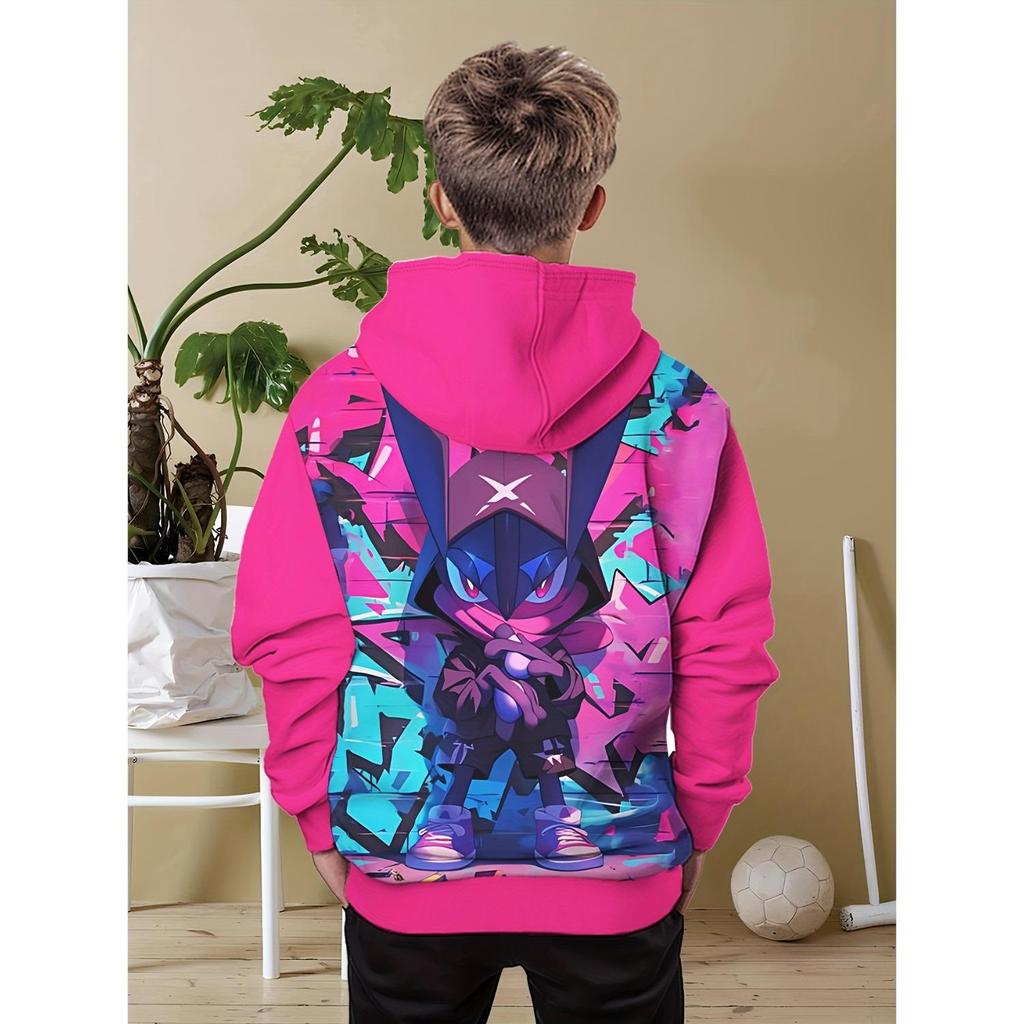 New 3D printed hooded sweatshirt, fashionable long sleeved hooded sweatshirt, comfortable pullover for boys and girls, children's hoodie