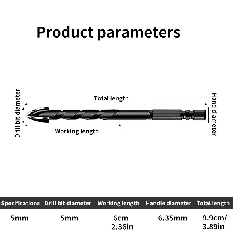3-12mm Cross Hex Tile Drill Bit For Glass Concrete Ceramic Tile Hole Opener, Tungsten Carbide Hard Alloy Bits Set Tool