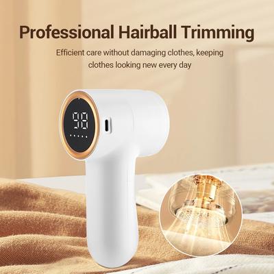 Fabric Shaver Electric Lint Remover Rechargeable Portable Sweater Defuzzer with 5 Speeds 6-Leaf Blades Smart Digital LED Display