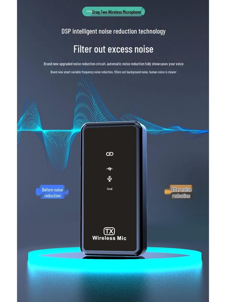 Cross-border Wireless Clip-on Microphone: Ultra-long Battery, Dual Connection, Charging Case for Mobile Recording