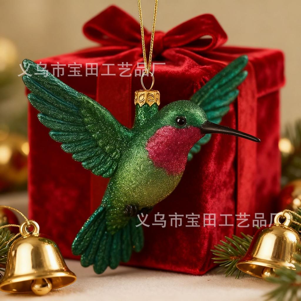 New Creative Resin Sculpture Pendant Home Outdoor Garden Christmas Tree Simulation Hummingbird Pendant Ornament