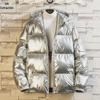 Men's 2023 Winter Fashion: Thick Shiny Puffer Coat with Velvet, Large Size.