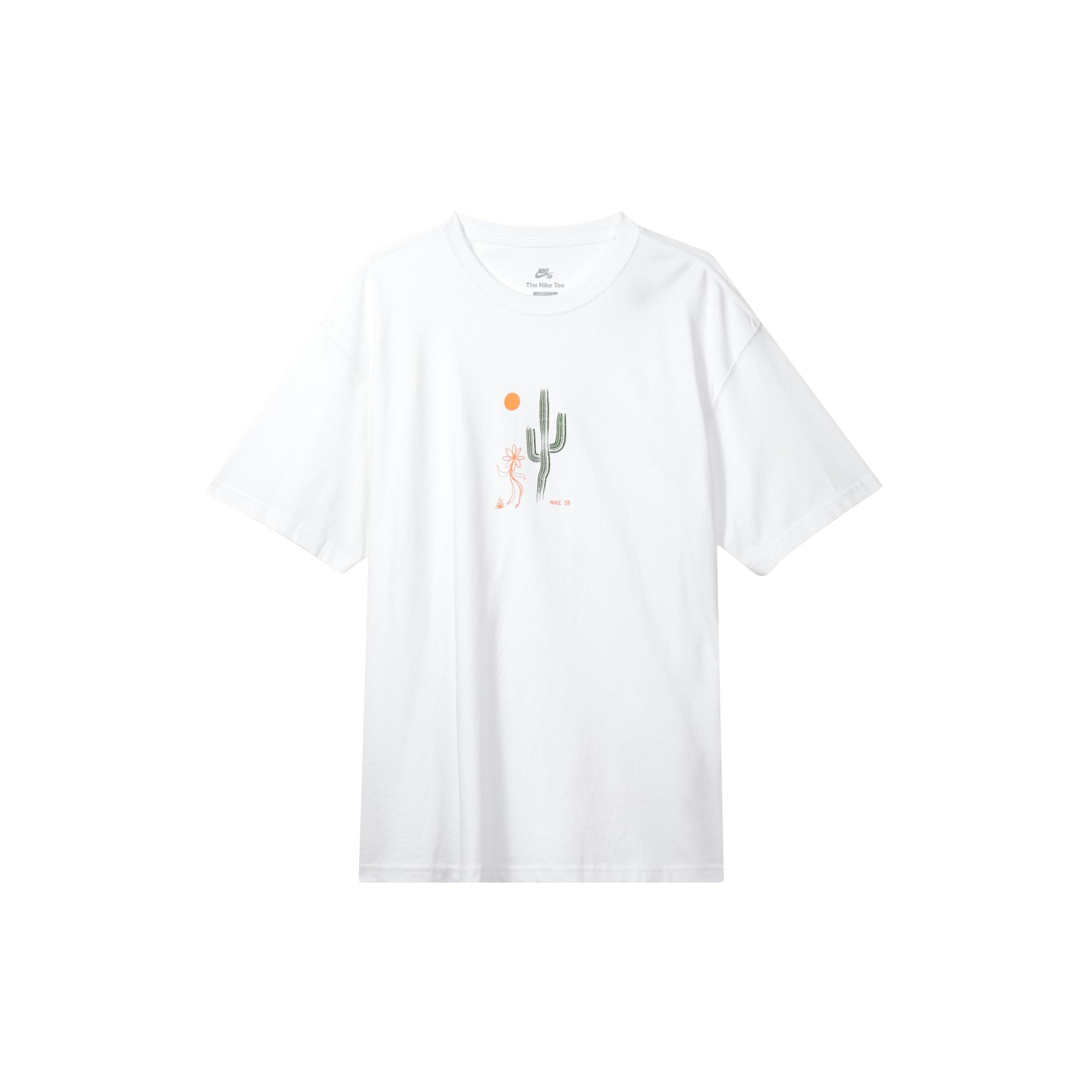 Men s Nike SB Funny Cactus Flower Pattern Printing Short Sleeve White T-Shirt DQ1861-100 XL