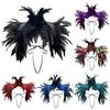Eșarfă Șal Gotic din Dantelă cu Pene pentru Femei, Accesorii pentru Costum de Bal Mascat