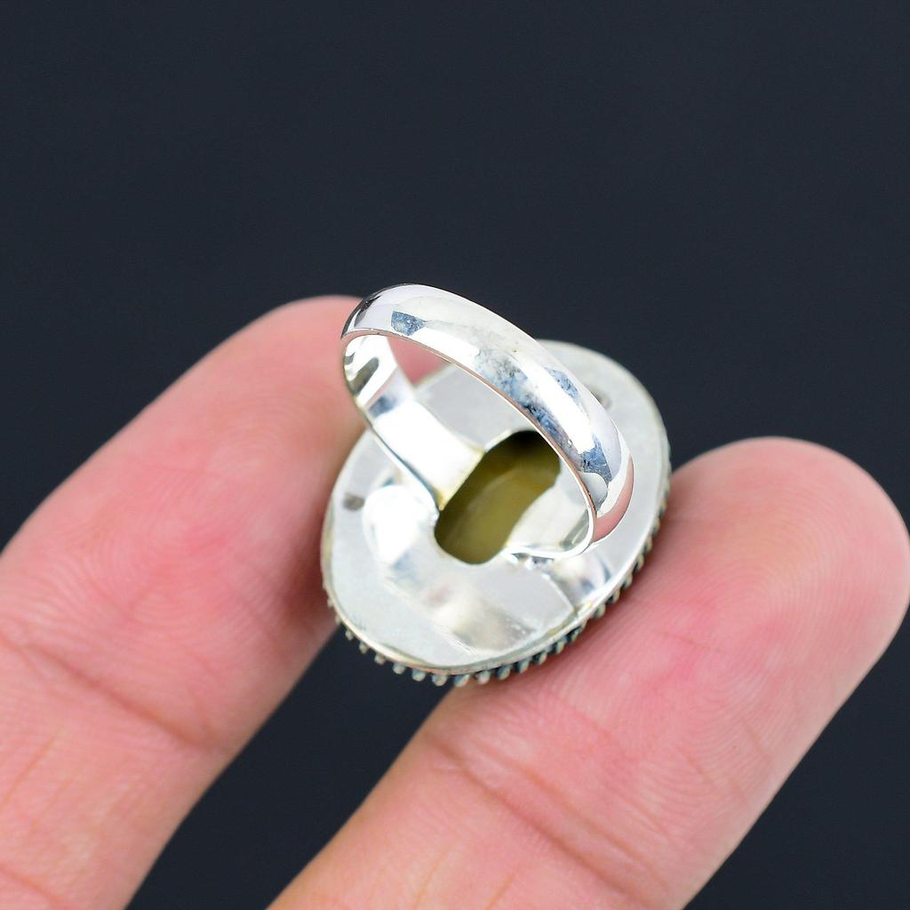 Daughters Day Sale 925 Silver Oval Polychrome Jasper Gemstone Ring Jewelry US 7