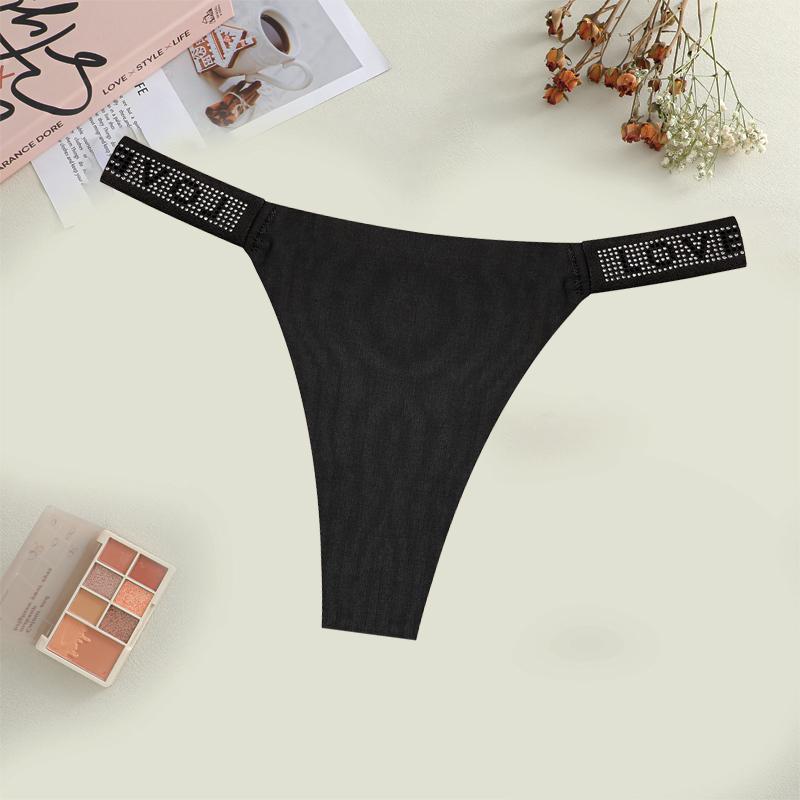 Women's Sexy Leopard Underwear Rhinestone Letter Belt Thongs Female Seamless Stretchy Panties 14 Colors Low-Waisted Lingerie