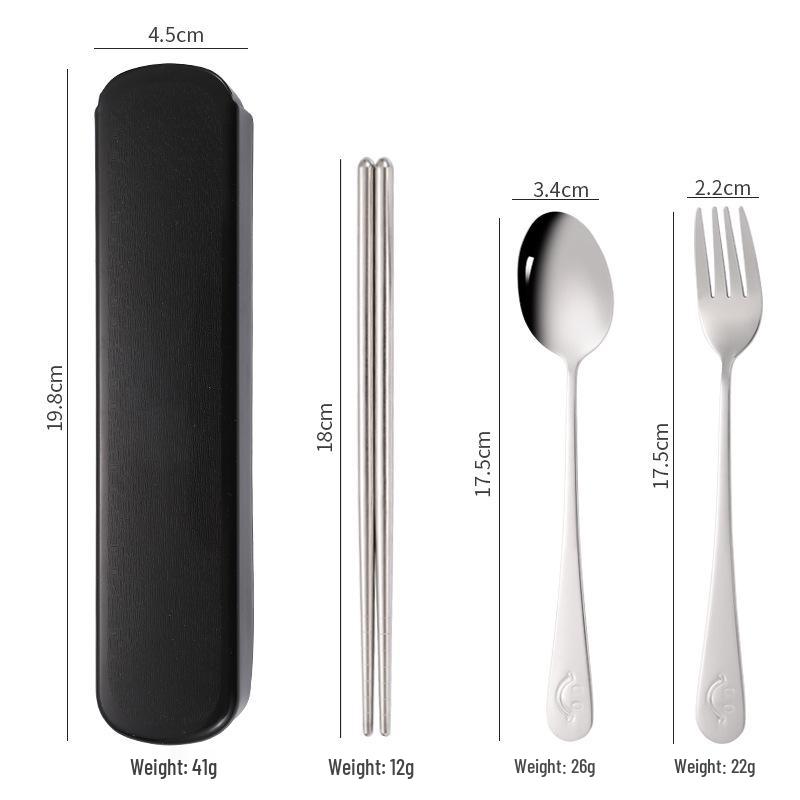 Portable Stainless Steel Cutlery Set: Fork, Spoon & Chopsticks - Ideal for Students & Outdoor Use