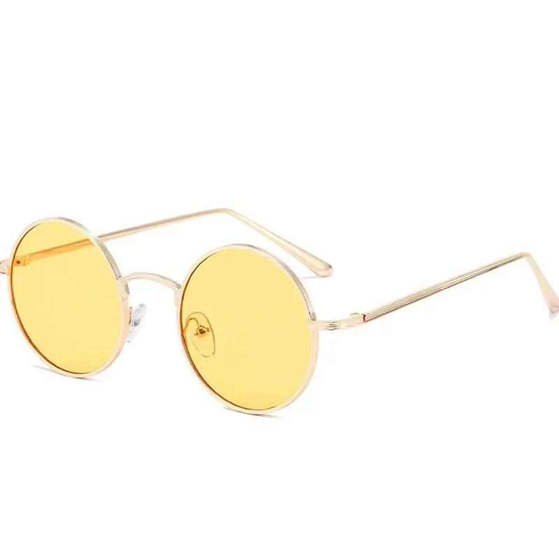 Retro Punk Style Men Sunglasses Women Vintage Round Metal Frame Colorful Lens Sun Glasses Fashion Eyewear  UV400
