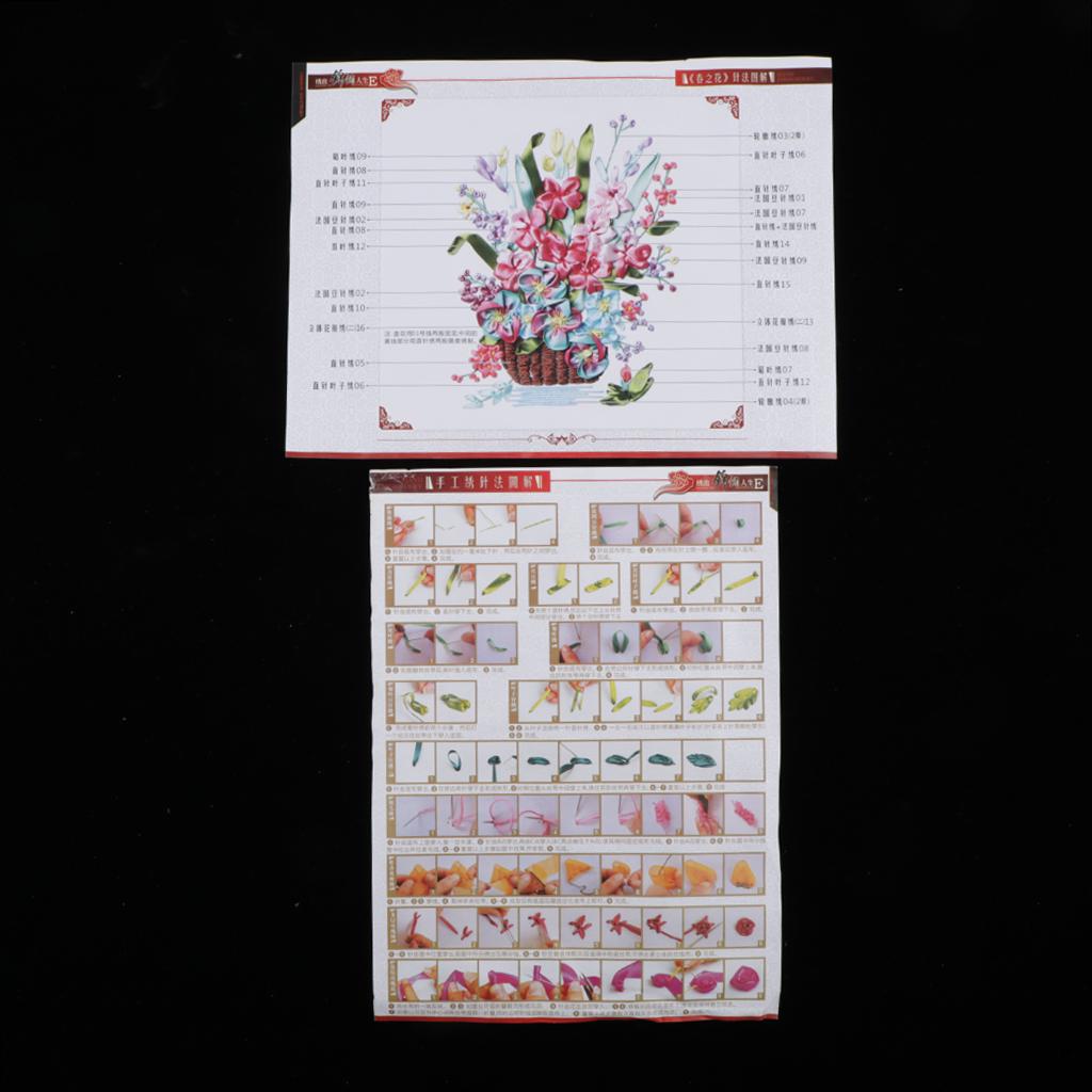 DIY Ribbon Embroidery Kit Flower Cross Stitch Crafts Wall Arts Ornaments