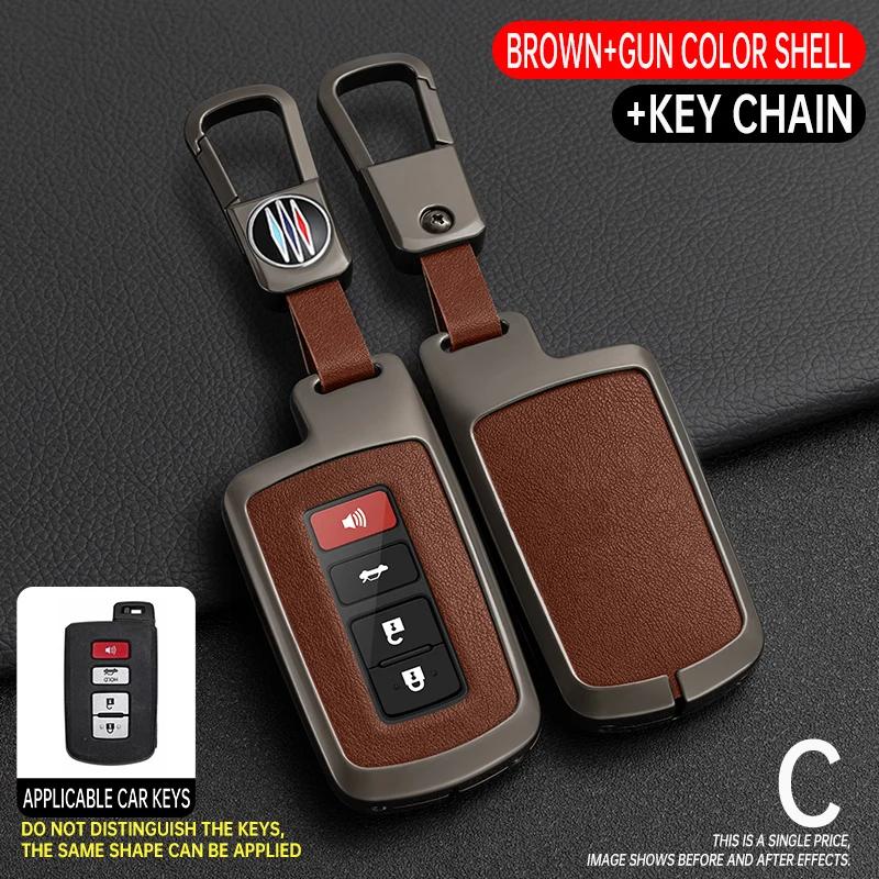 2 3 4 Buttons Zinc Alloy Leather Car Key Case Cover for Toyota RAV4 Highlander Avalon Sequoia Tundra Tacoma 4Runner Cruise Prius