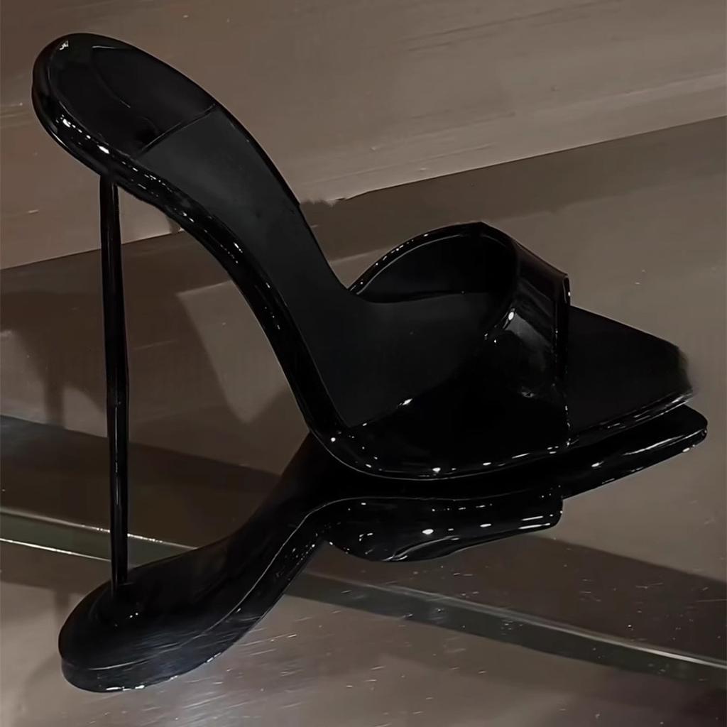 High Heels Pointed Fish Mouth Ultra-thin Heel Patent Leather Simple Cool Slippers New Wear Sexy Red Wedding Sandals Women