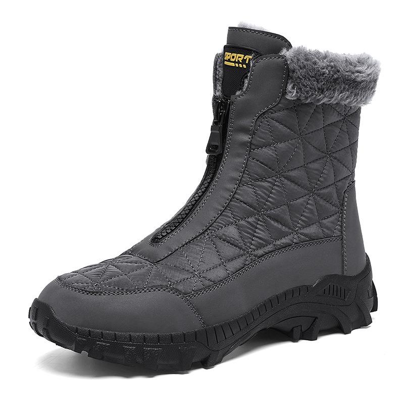 

Large size front zipper snow boots men s velvet high-top cotton shoes winter waterproof large cotton boots 38