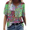 New Abstract Patterns T-Shirts Floral Flower 3D Print Women's V-Neck Short Sleeve T Shirt Y2K Tees Harajuku Tops Female Clothing