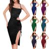 Women’s Fashion Slit Pleated Slim-fit Dress