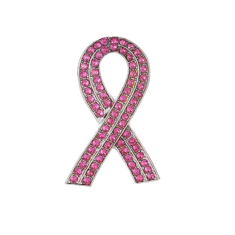 Squisita Spilla a Diamante con Nastro Rosa: Spilla alla moda per la consapevolezza dell'AIDS