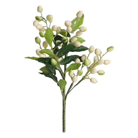 Artificial Berry Stems Faux Green Olive Branches with Leaves Fake Greenery Picks with Fruits for Home Vase Floral Arrangement