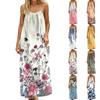 Damenmode Rückenfreies Spaghettiträger Lässiges Lockeres Blumenprint Kleid