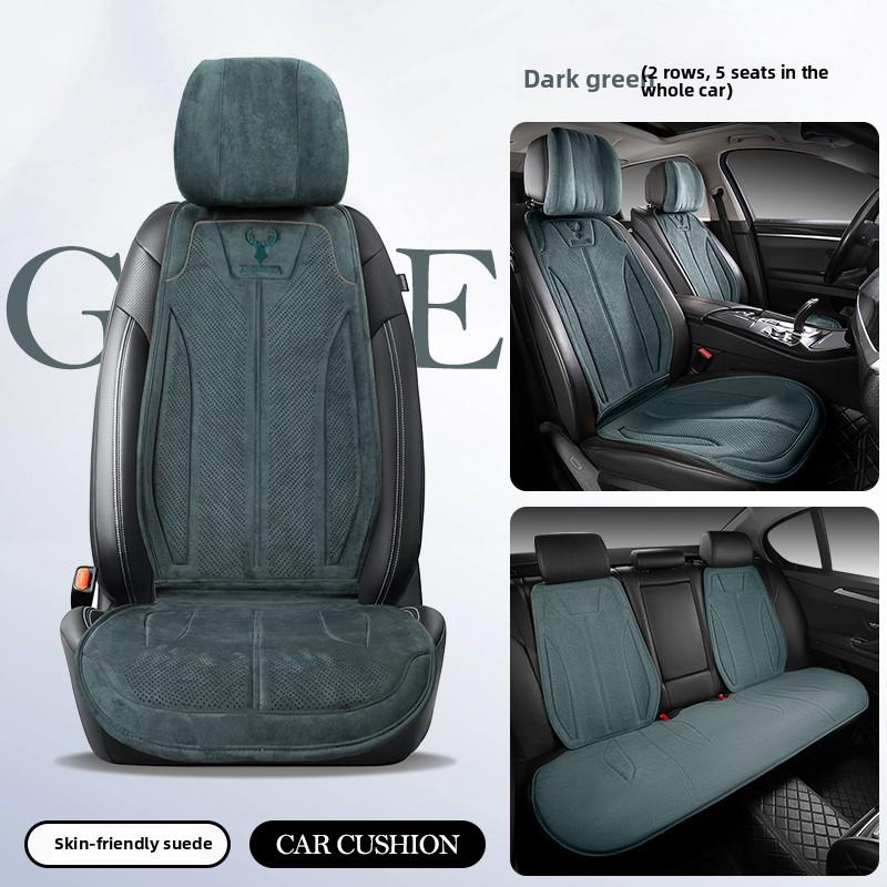 Suede Seat Cover Universal Four Seasons Cars Seats Covers Breathable Seat Non-slip Luxury Car Rams Latex Seat Cover with Pillow