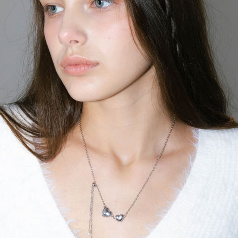 pearlymore two heart pendant magnet drop necklace