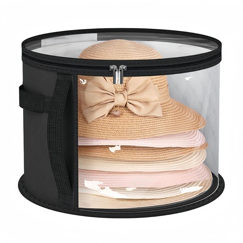 New with Handle Hat Storage Bucket Foldable Round Hat Storage Bag Wear-Resistant Clear Hat Box Circular Brim Hat