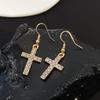 Gothic Rhinestone Cross Dangle Earrings for Women - European and American Style