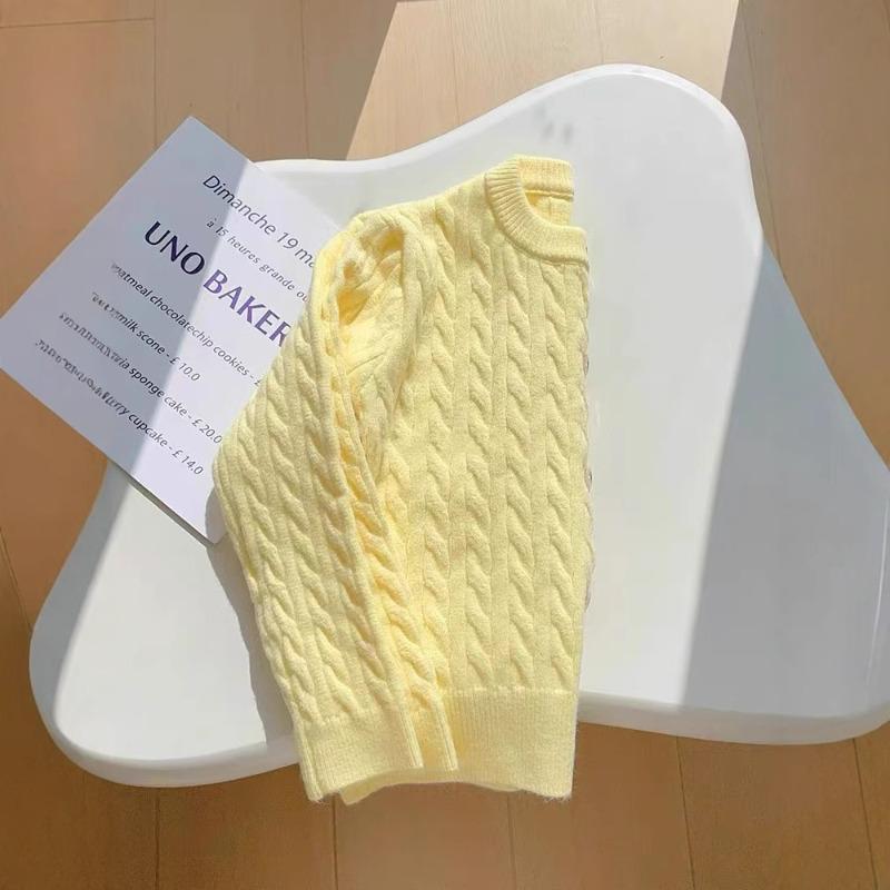 Level Recommendation! So Gentle~ Milk Yellow Twist Cashmere Sweater Women's Single-breasted Cardigan