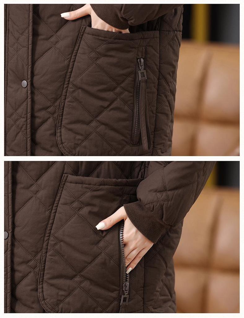 Mid-Length Retro Casual Plus Size Women's Hooded Cotton Jacket - Winter 2024