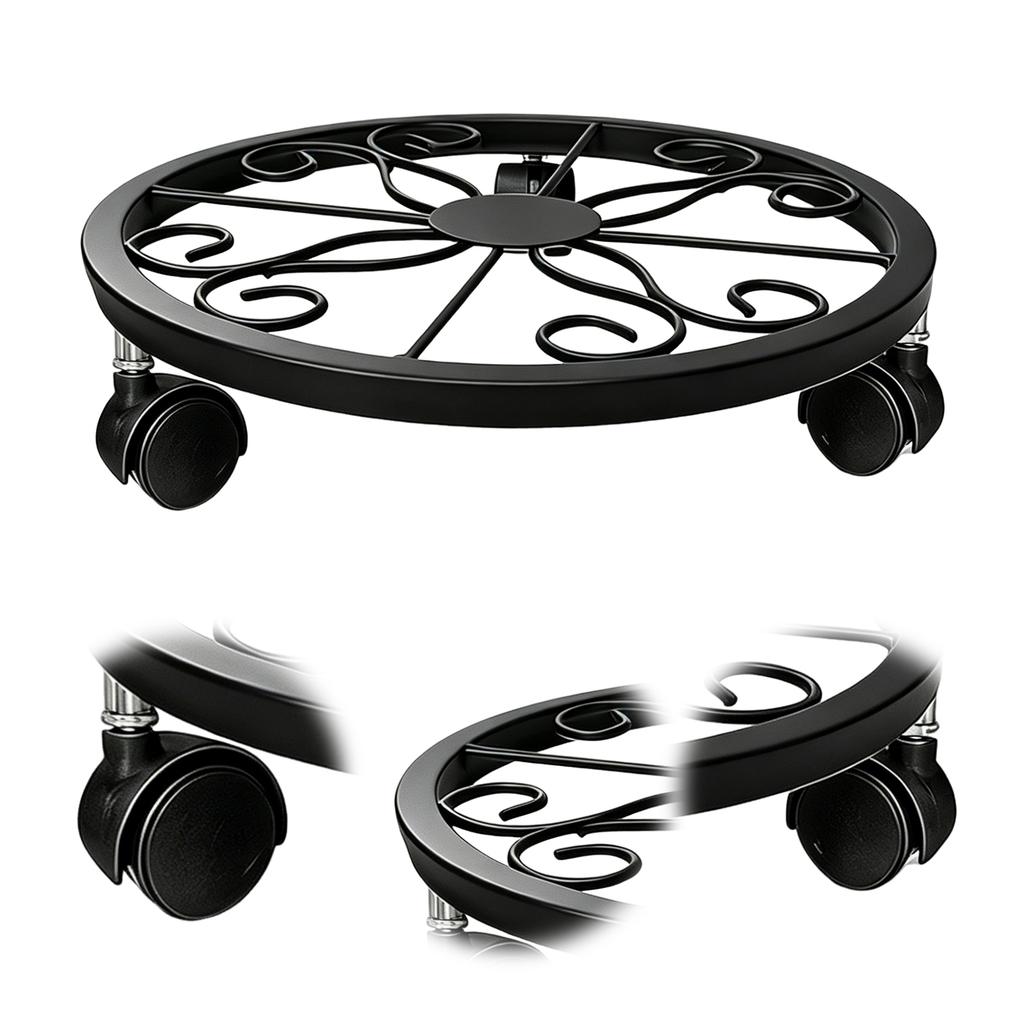 Mobile Flower Pot Tray With Detachable Casters Strong Load Bearing Plant Saucers With Locking for Indoor and Outdoor Plants