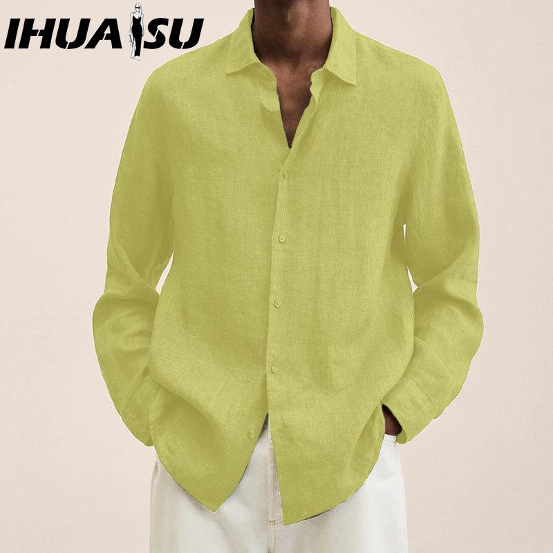 

IHUASU Футболка из хлопка с длинным рукавом, мужская модная свободная рубашка с принтом, сострадательная рубашка XXXXXL жёлтый