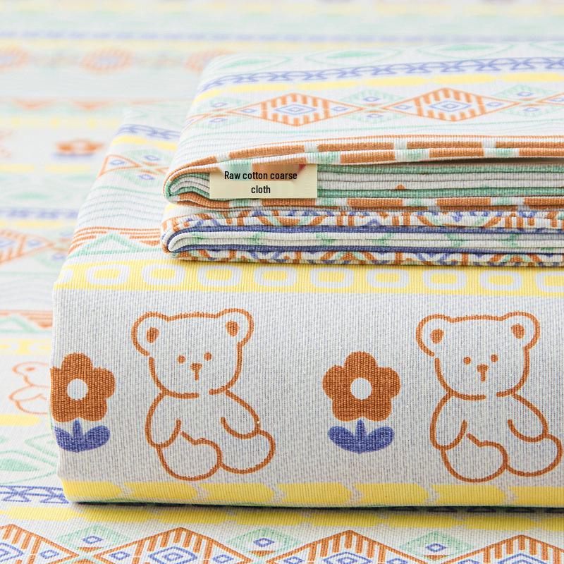 Coarse Cotton Bed Sheet: Student Dormitory Single/Double Linen 3-Piece Set