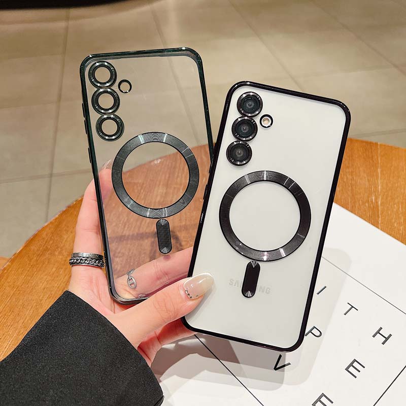 Luxury Plating Glitter Silicone Case For Samsung Galaxy S25 S24 Ultra S23 FE S22 S21 Plus Edge Magnetic Magsafe Clear Soft Cover