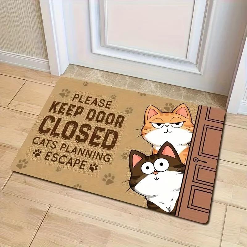 Cartoon Cute Cat Floor Mat for Bedroom, Kitchen, Porch, Entrance, Indoor and Outdoor Welcome Mat, Home Decoration