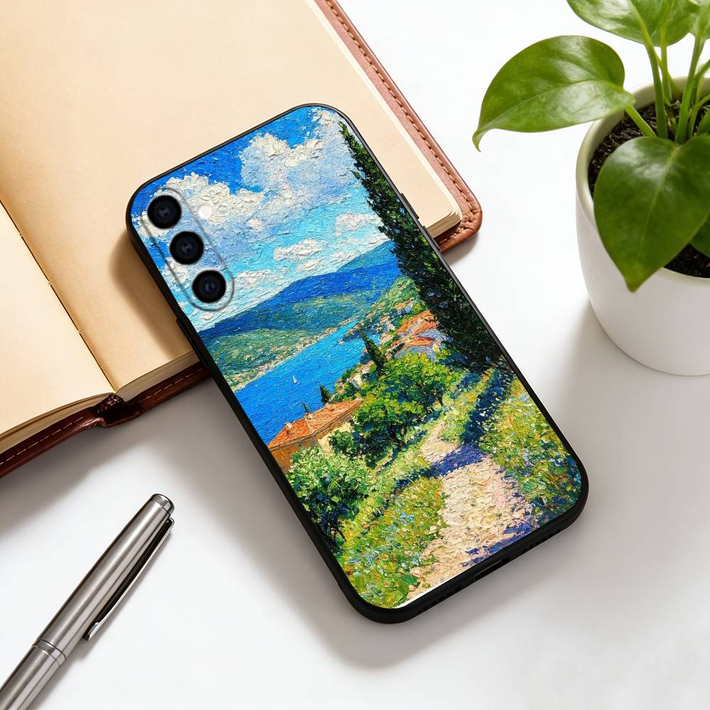 Oil painting Phone Case For Samsung Galaxy A73,A72,A71,A70,A53,A52,A51,Soft Silicone Black Cover