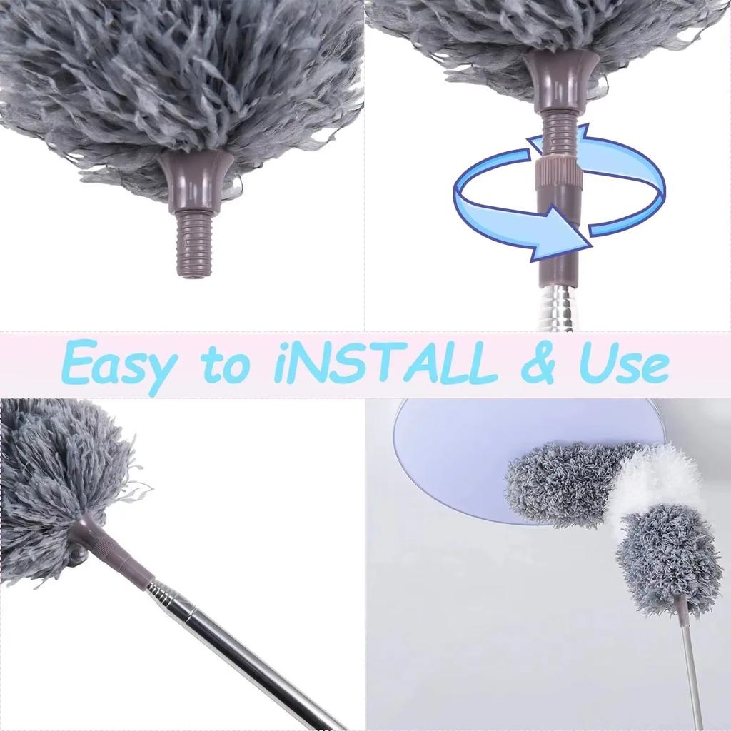 Multifunctional Microfibre Brush Gap MopTelescopic Washable Duster Long Extendable 250 Cm for Spider Web Remover Dust Cleaning