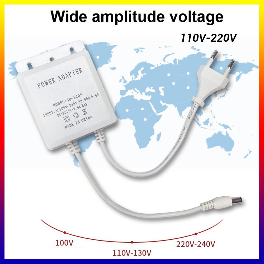 Waterproof DC12V/2A EU Power Adapter For Surveillance CCTV Security Cameras AHD Camera DVR NVR Input AC100V-240V 5.5mm*2.1mm