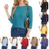 Women Casual Pullover T Shirt 3/4 Sleeve Crew Neck Lightweight Soft Fabric Relaxed Fit Top for Everyday Wear