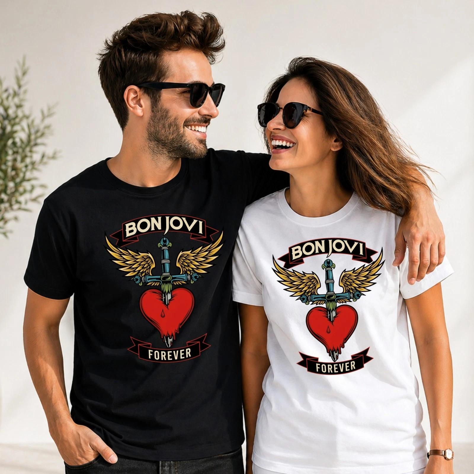 Bon Jovi Forever Inspired T-Shirt Band Merch Heart – Vintage Rock Band Concert XS