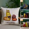 Lustiger L-Larva Cartoon Kissenbezug Plüschstoff Weich Doppelseitiger Druck Sofakissenbezug Dekokissenbezüge