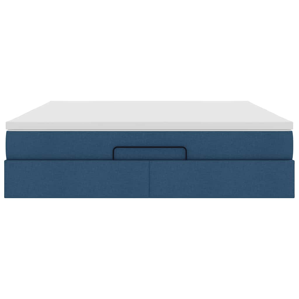 Ottoman Bed with Mattress Blue 180x200 Cm Fabric