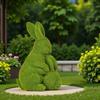 2pcs Elegant Flocking Bunnies Figurines Resin Rabbit Statue For Easter Gift And Outdoor Garden Decorations