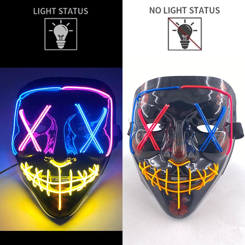 Glowing Vendetta Mask Bar Cosplay Costume Decoration Horror Multi-color LED Mask V For Vendetta Luminous Mask For Men Women