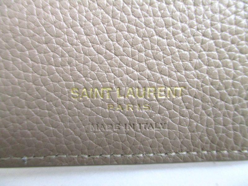 Authentic Saint Laurent Paris YSL Motif Light Brown Leather Flap Wallet Cassandre #9645  Refurbished