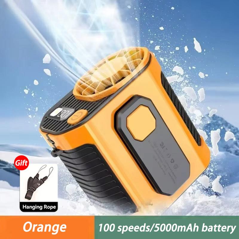 Portable Outdoor Waist Fan USB Mini Portable 3600mAh Rechargeable Fan For Outdoor Camping Hiking Climbing Sports LED Lighting оранжевый